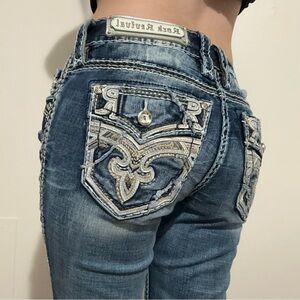 Rock Revival Denim with White Embellishments Boot Cut Jeans